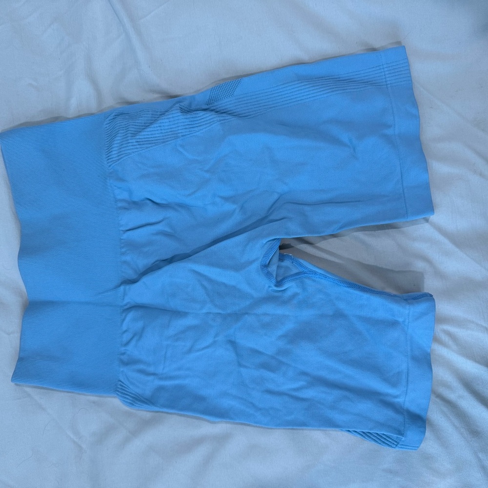 Blue High-Waisted Biker Shorts
